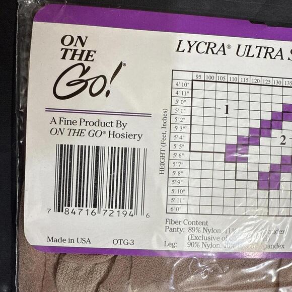 On The Go Hosiery Control Top Pantyhose Panty Hose Stockings Size 2 Nude New - Picture 6 of 11